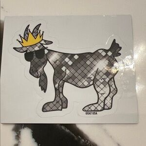 Crowned Goat Sticker with Sunglasses